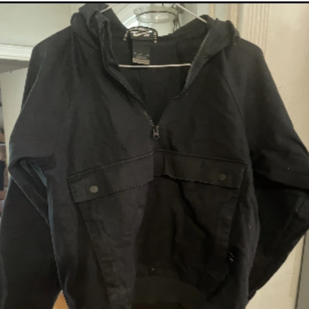 Vintage Nike SB Anorak Hooded Black Jacket Kangaroo Pouch Skate